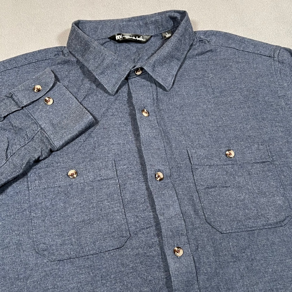 Travis Mathew Men's Cloud Flannel Button-Up Shirt Large Blue Soft Cotton 1MX435